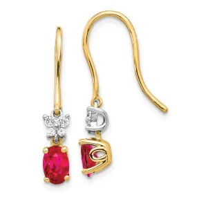 14k Two Tone Diamond & Ruby Earrings