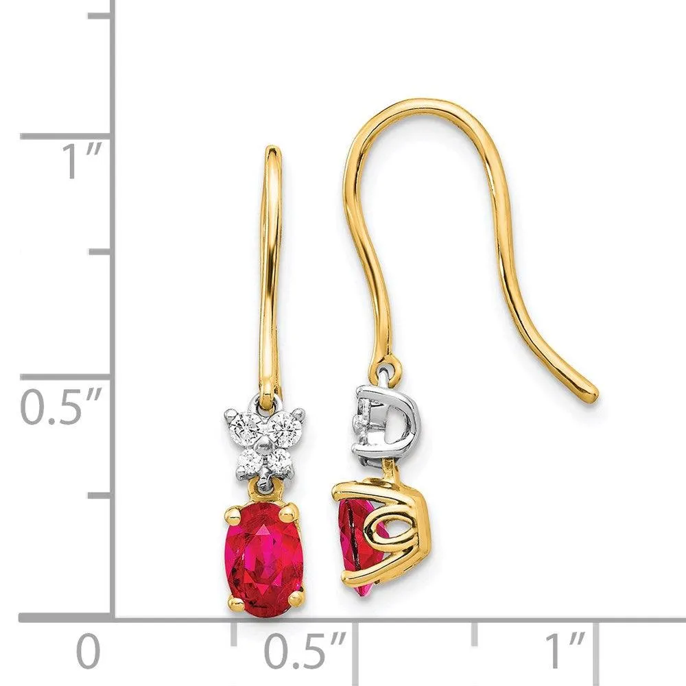 14k Two Tone Diamond & Ruby Earrings