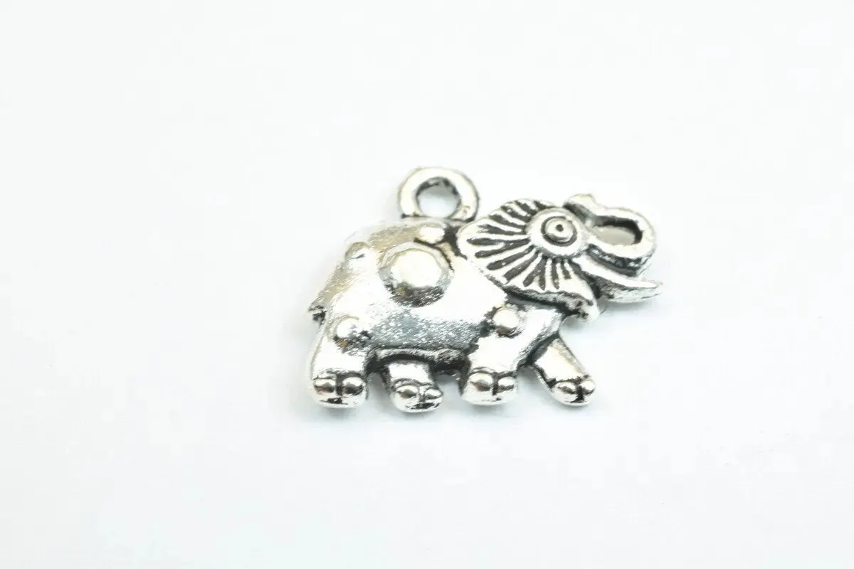 18 PCs Elephant Animal Antique Silver/Antique Green/Gold Alloy Charm Beads Size 16x12mm Jump Ring Size 1.5mm For Jewelry Making