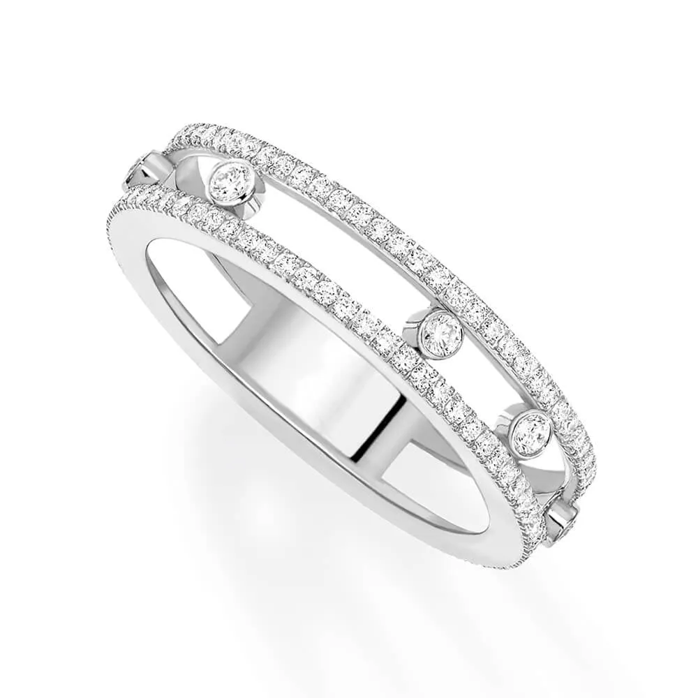 18ct White Gold Move Romane Diamond Ring