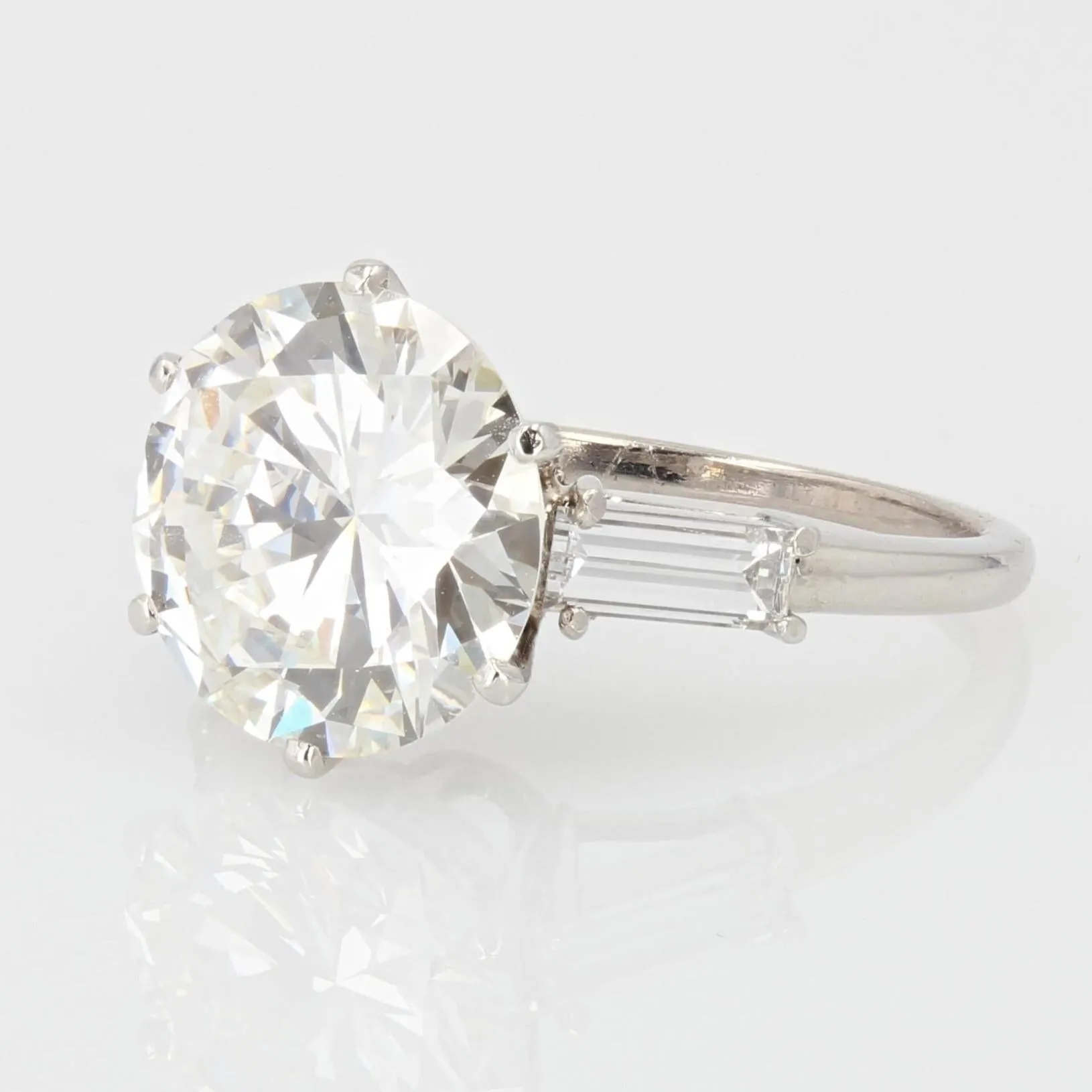 1970s French Mauboussin 4, 17 Carat Diamond Platinum Solitaire Ring