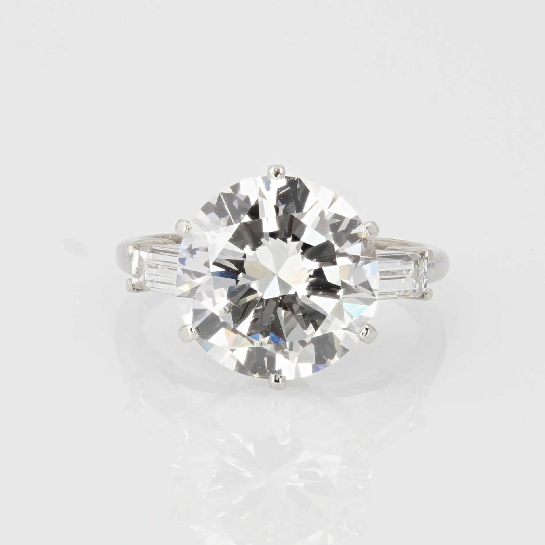 1970s French Mauboussin 4, 17 Carat Diamond Platinum Solitaire Ring