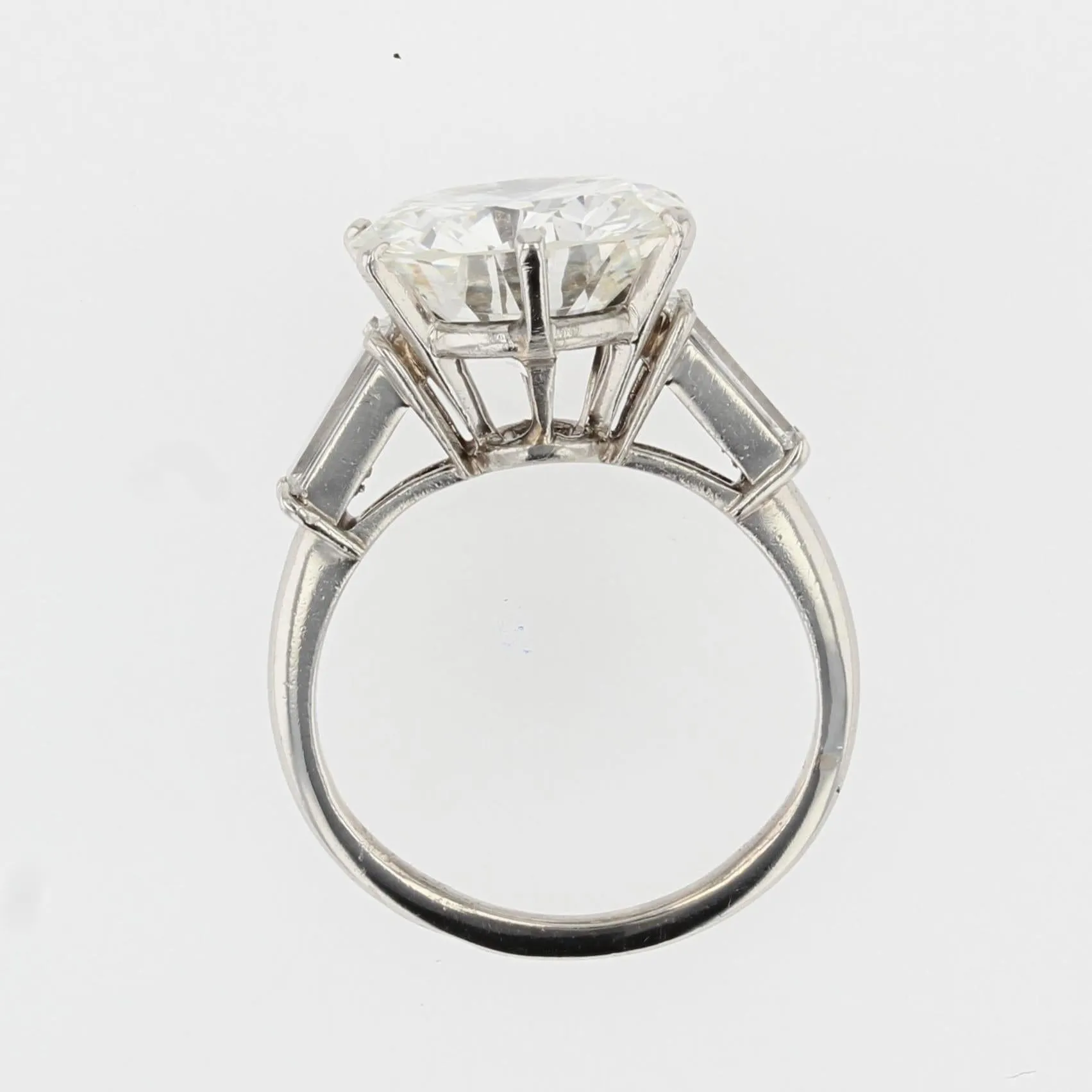 1970s French Mauboussin 4, 17 Carat Diamond Platinum Solitaire Ring