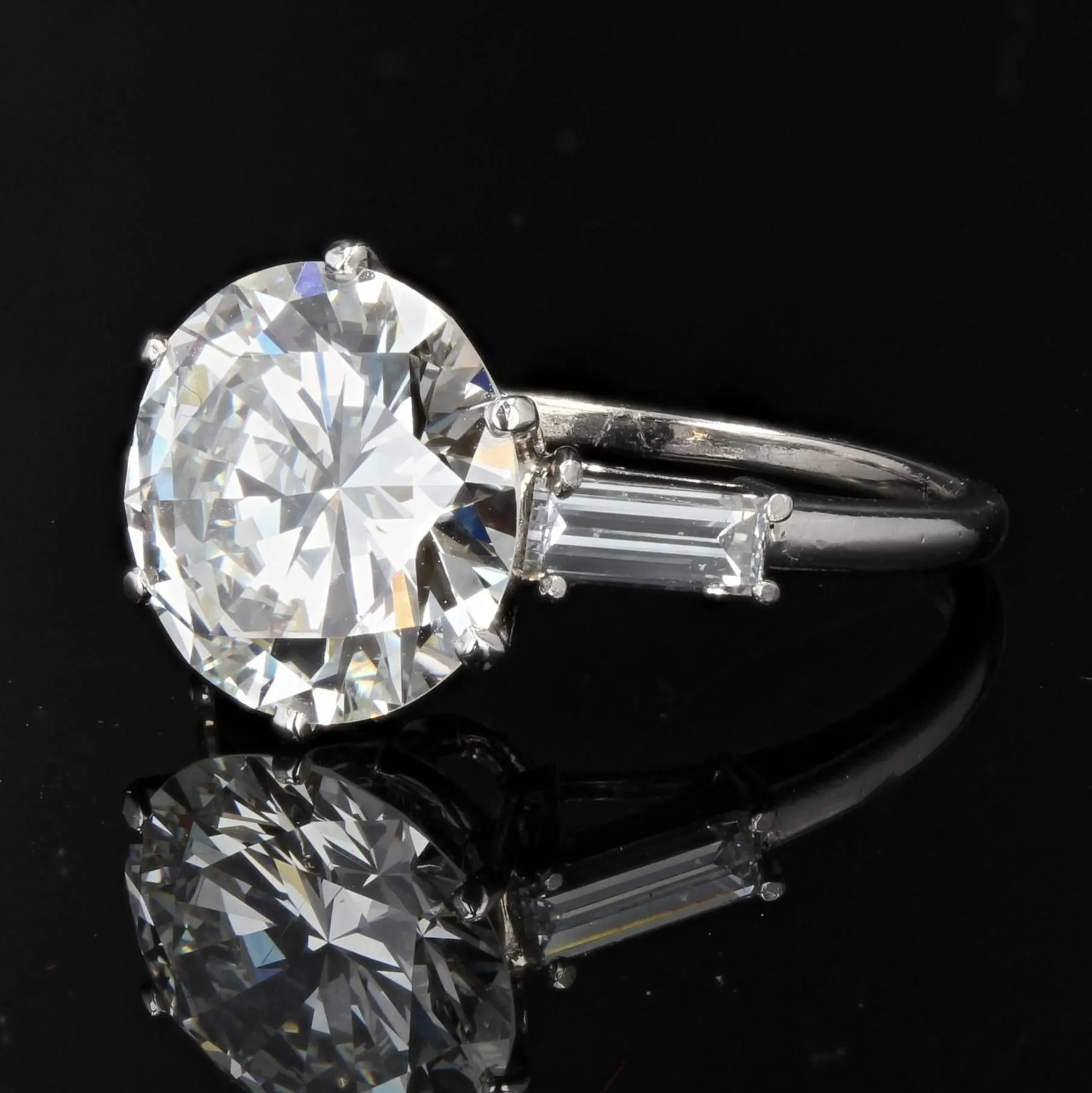 1970s French Mauboussin 4, 17 Carat Diamond Platinum Solitaire Ring