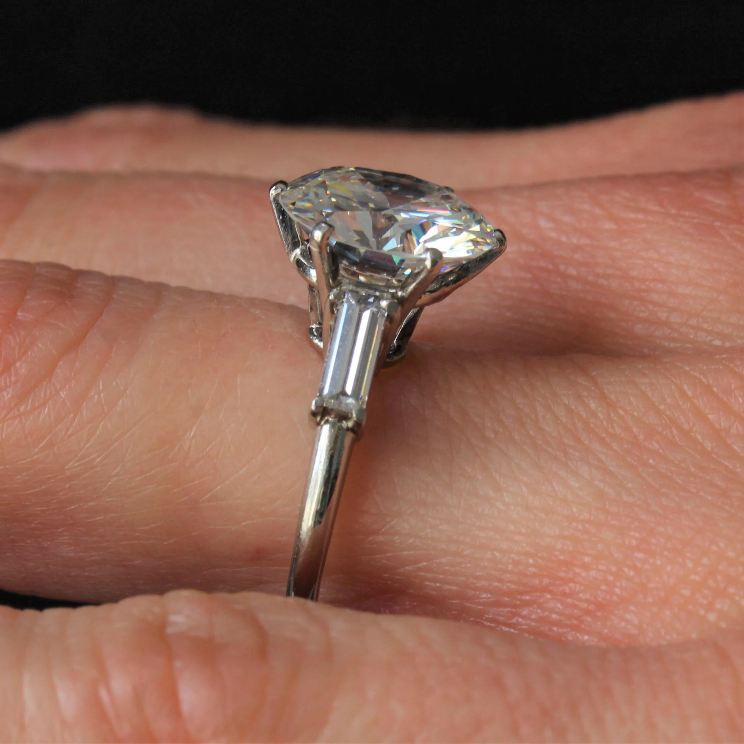 1970s French Mauboussin 4, 17 Carat Diamond Platinum Solitaire Ring