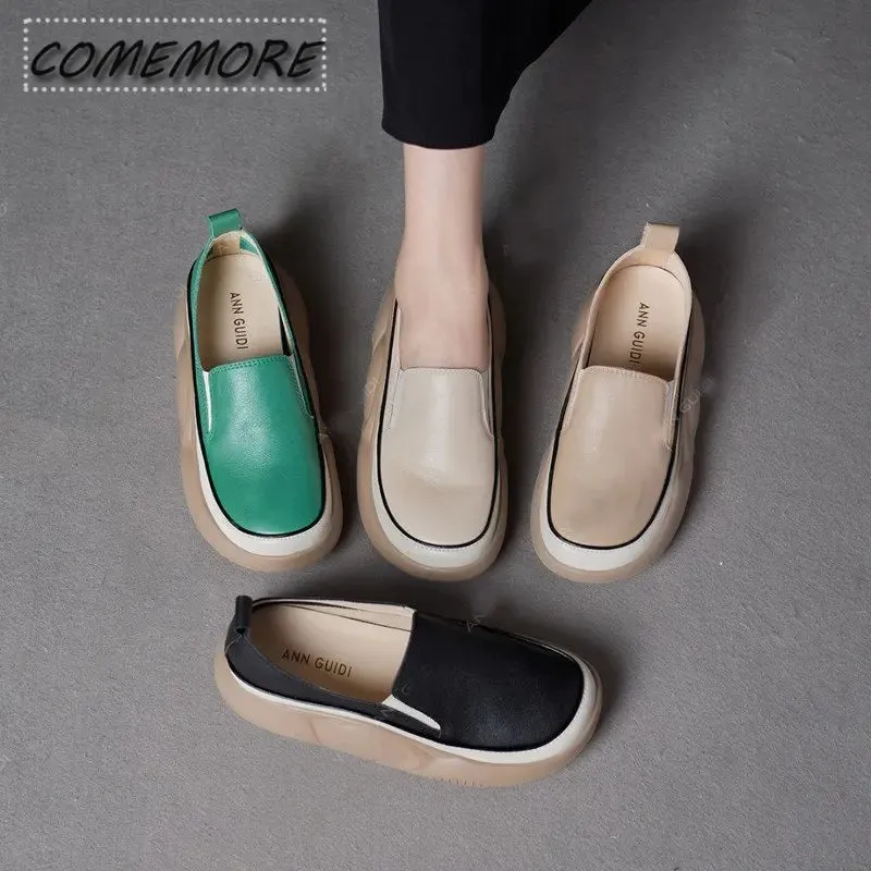 2023 New Thick Sole Sneakers Women's Sports Fashion Casual Running Woman Spring Autumn Designer Flats Shoes Round Head Loafer PU