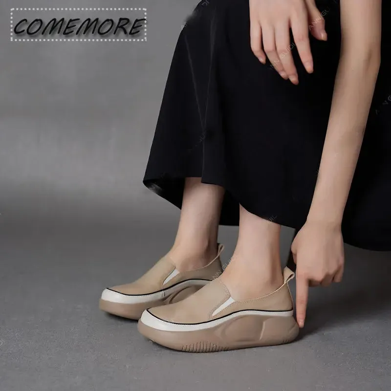 2023 New Thick Sole Sneakers Women's Sports Fashion Casual Running Woman Spring Autumn Designer Flats Shoes Round Head Loafer PU