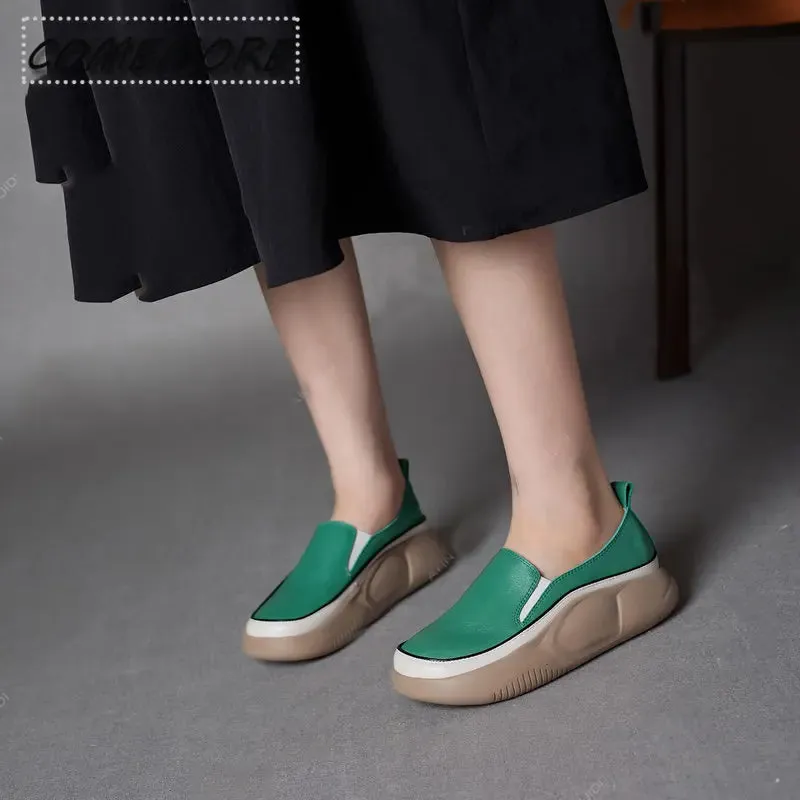 2023 New Thick Sole Sneakers Women's Sports Fashion Casual Running Woman Spring Autumn Designer Flats Shoes Round Head Loafer PU