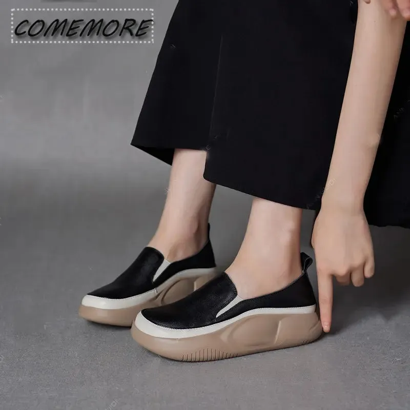 2023 New Thick Sole Sneakers Women's Sports Fashion Casual Running Woman Spring Autumn Designer Flats Shoes Round Head Loafer PU