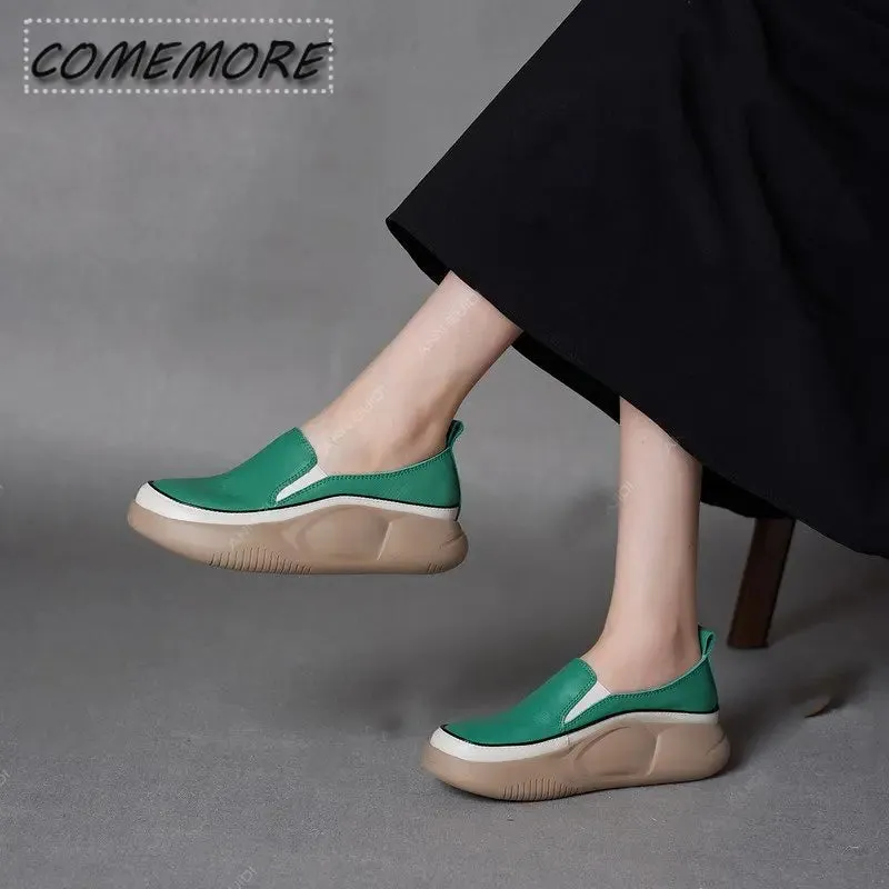 2023 New Thick Sole Sneakers Women's Sports Fashion Casual Running Woman Spring Autumn Designer Flats Shoes Round Head Loafer PU