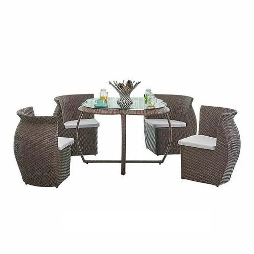 4 Seater Compact Rattan Dining Furniture Set