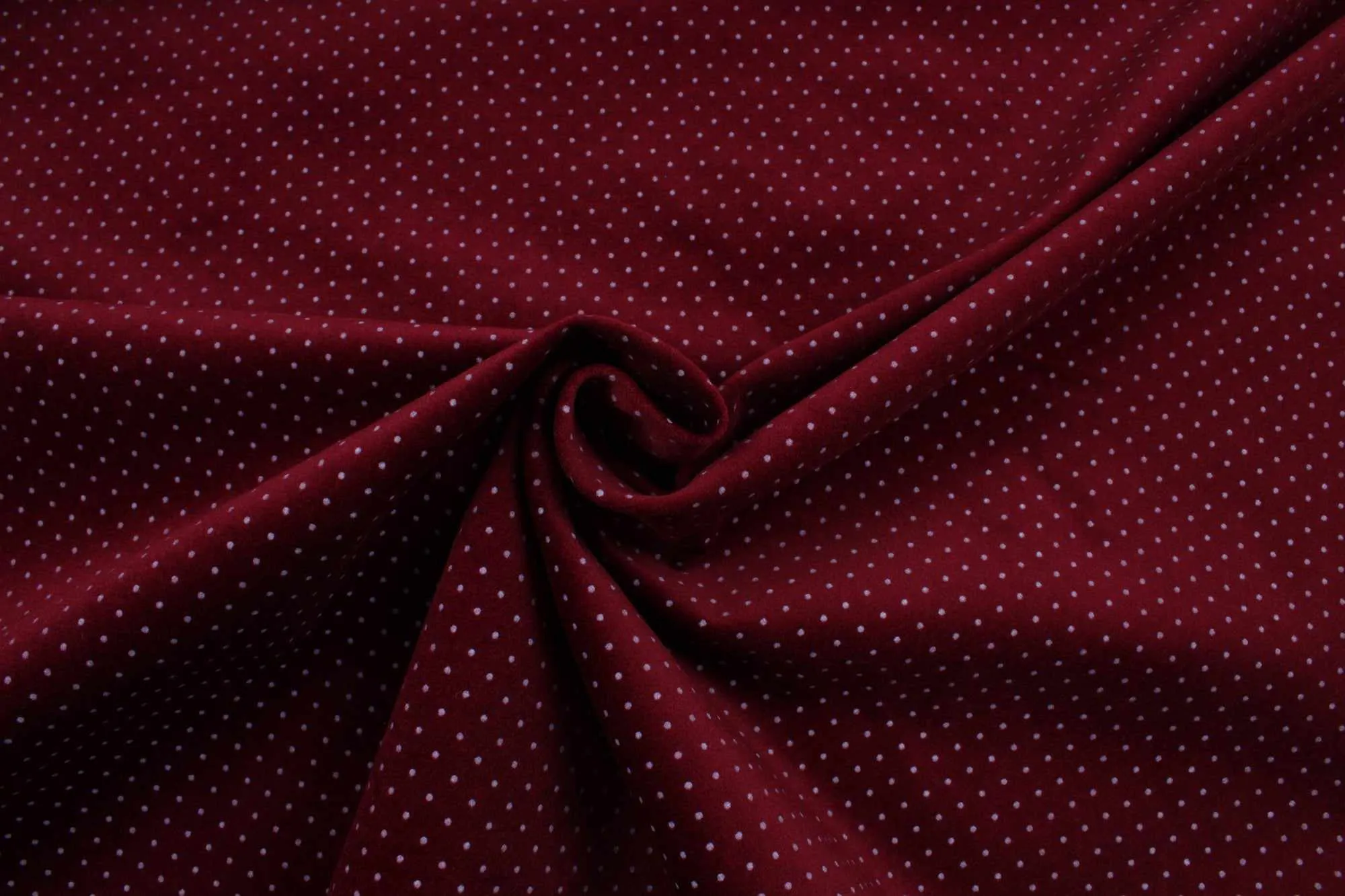 8 Mts Roll - Cotton Stretch Woven Velvet - Dots Print (Burgundy) - OFFER: 10,75€/mt