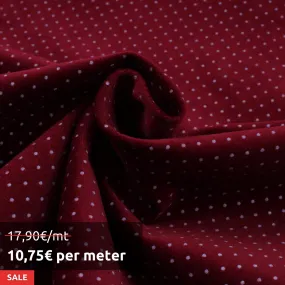 8 Mts Roll - Cotton Stretch Woven Velvet - Dots Print (Burgundy) - OFFER: 10,75€/mt