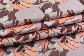 Abstract Italian Brocade - Coral Pink, Gray