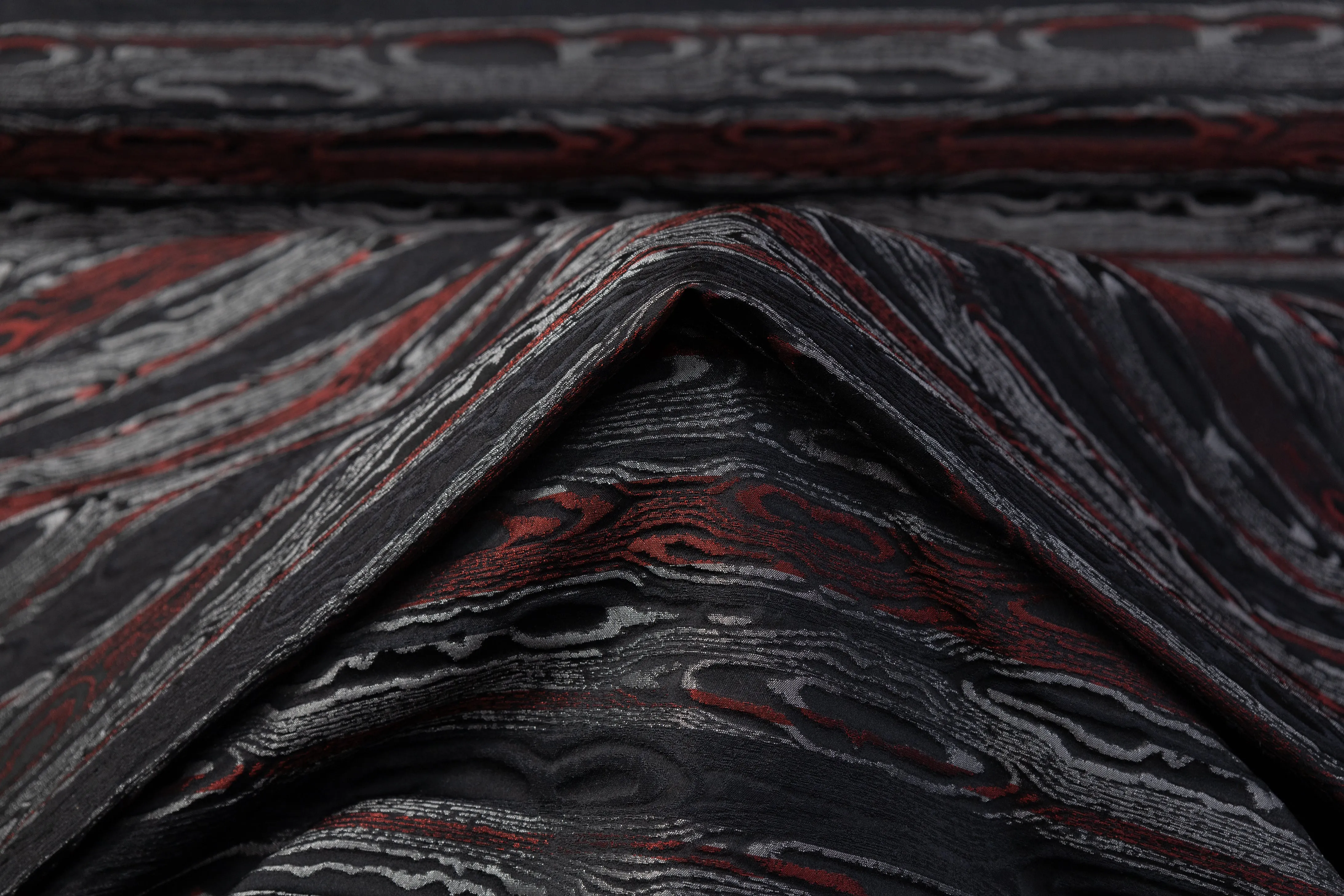 Abstract Striped Silk Blend Brocade - Black