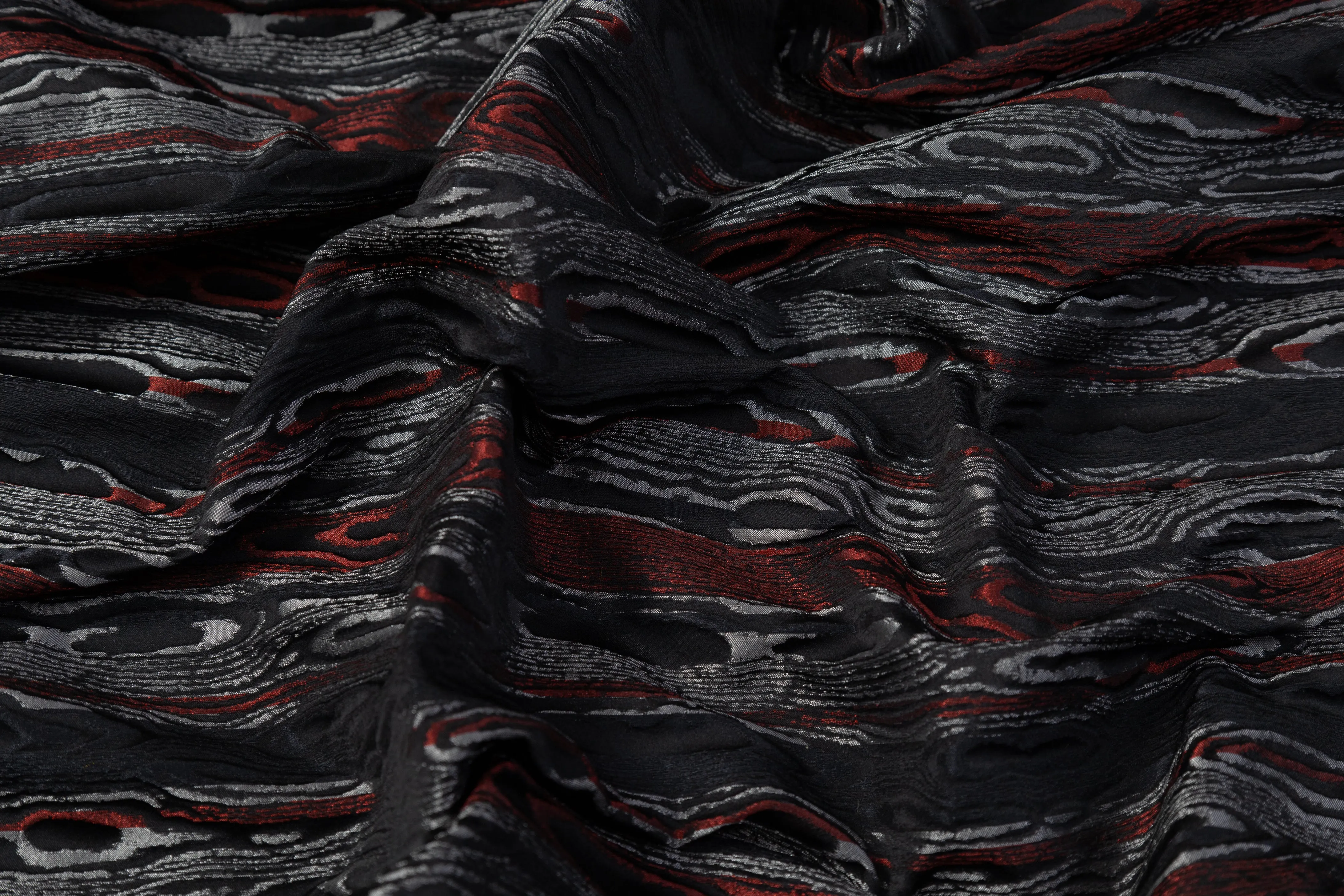 Abstract Striped Silk Blend Brocade - Black