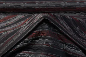 Abstract Striped Silk Blend Brocade - Black