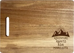 Ada Minnesota Camping Souvenir Engraved Wooden Cutting Board 14 x 10 Acacia Wood Adventure Awaits Design