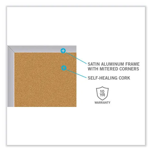 Aluminum-frame Natural Corkboard, 46.5 X 36, Tan Surface, Satin Aluminum Frame