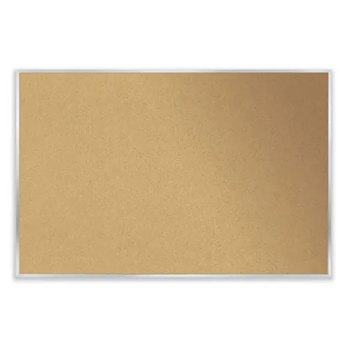 Aluminum-frame Natural Corkboard, 60.5 X 48.5, Tan Surface, Satin Aluminum Frame