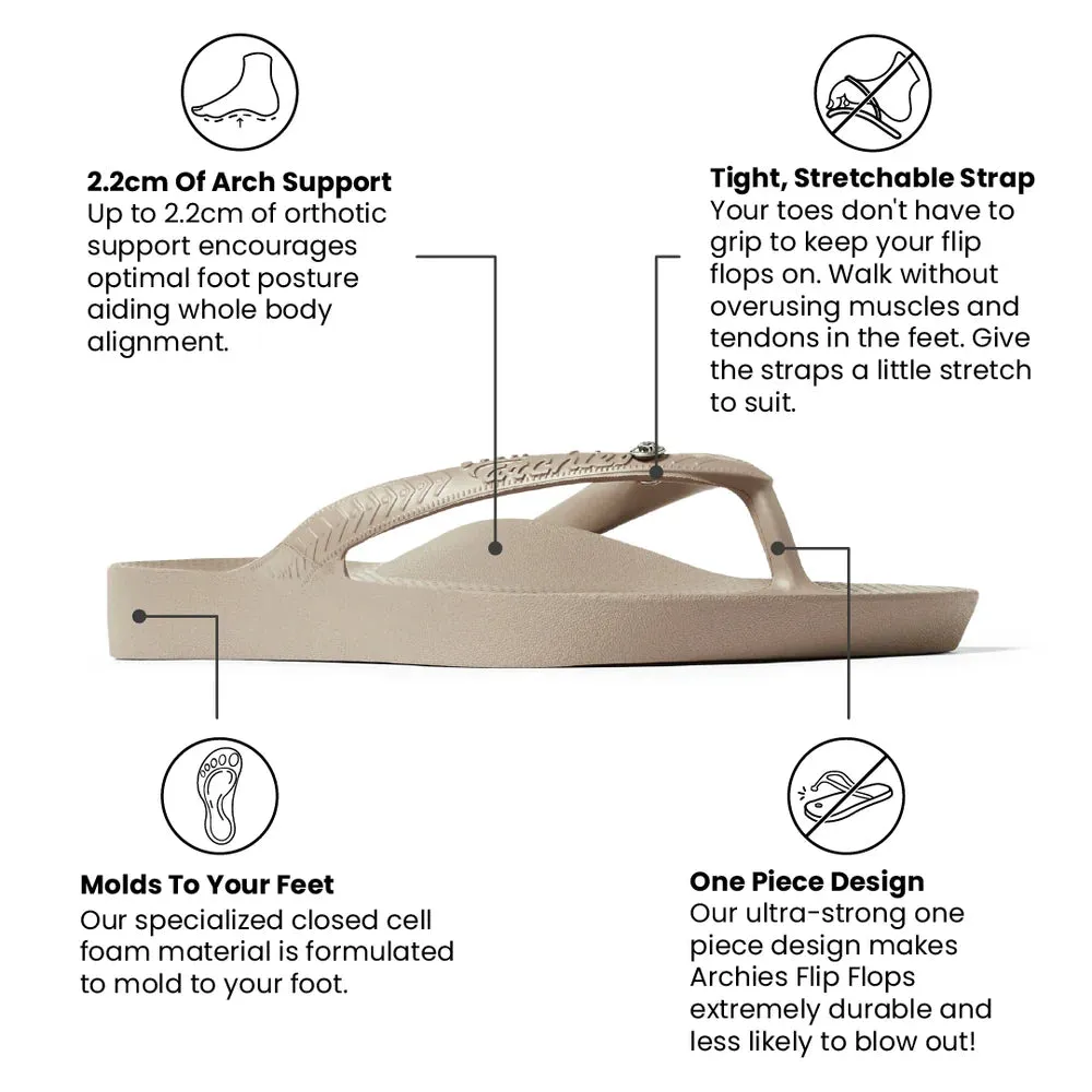 Archies Arch Support Flip Flops in Crystal Taupe