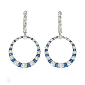 Art Deco French sapphire and diamond earrings