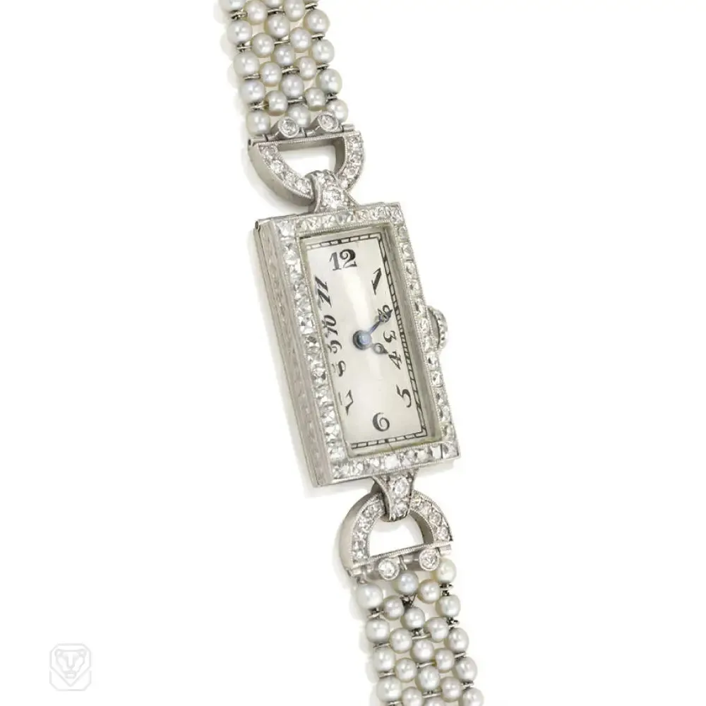 Art Deco seed pearl dinner watch, C.H. Meylan