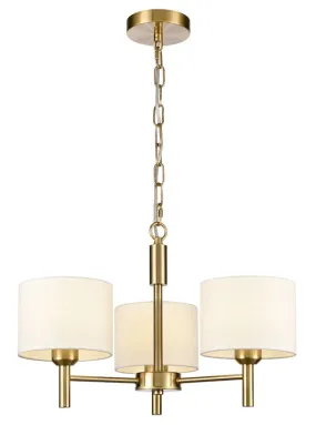 Barzini 3/5Lt Multi-Arm Pendant/Semi Flush Light Aged Brass & Cream Finish