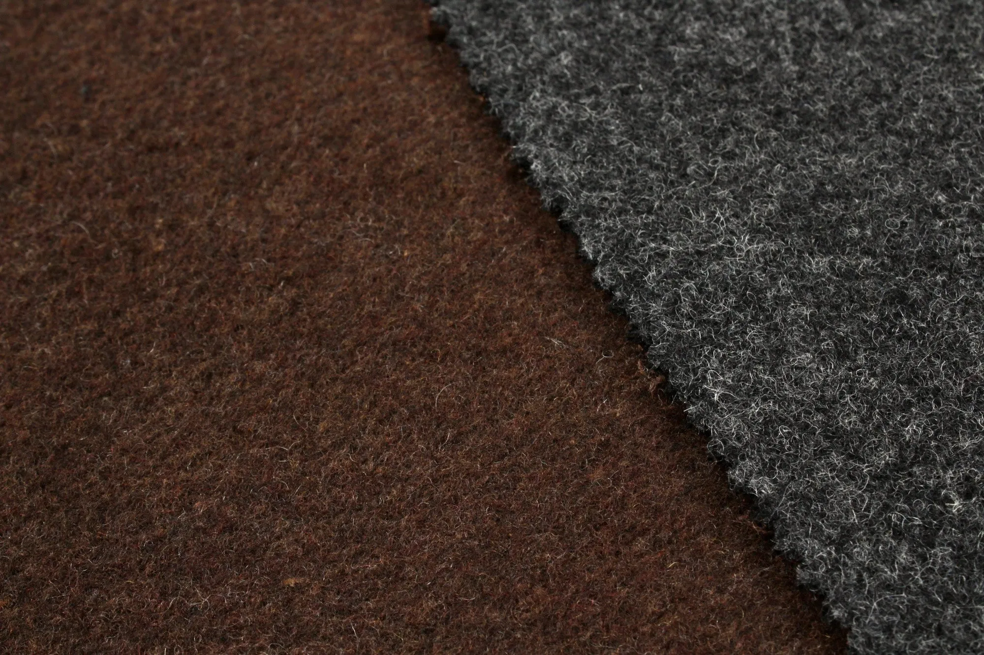 Bi-color Double Face Recycled Wool - Dark Brown/ Dark Grey