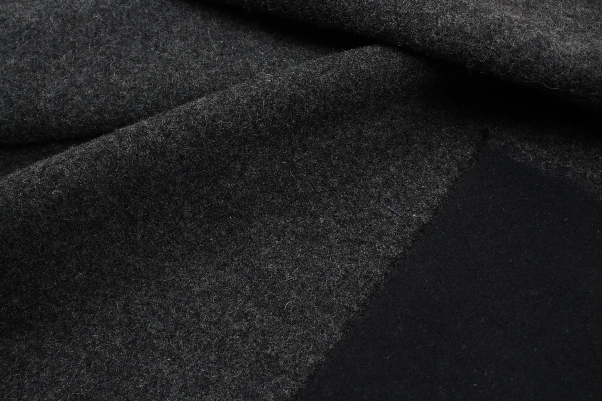 Bi-color Double Face Recycled Wool - Dark Brown/ Dark Grey