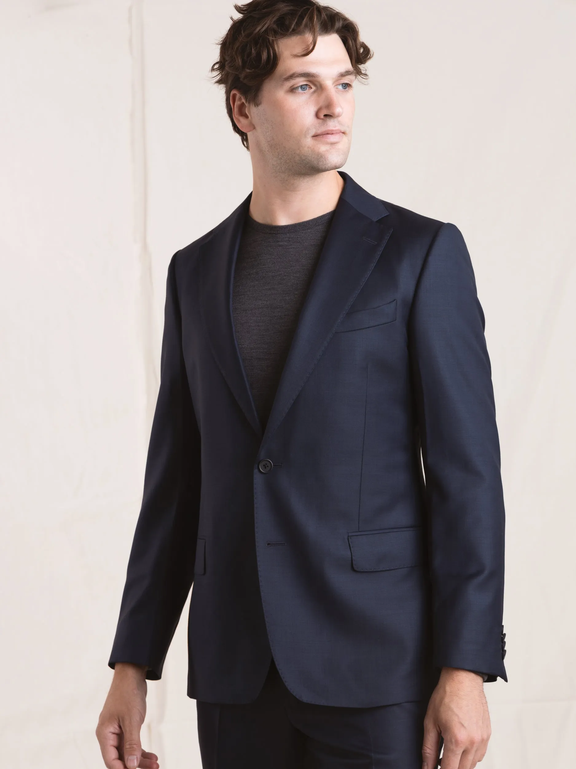 Blue Wool-Cotton Suit