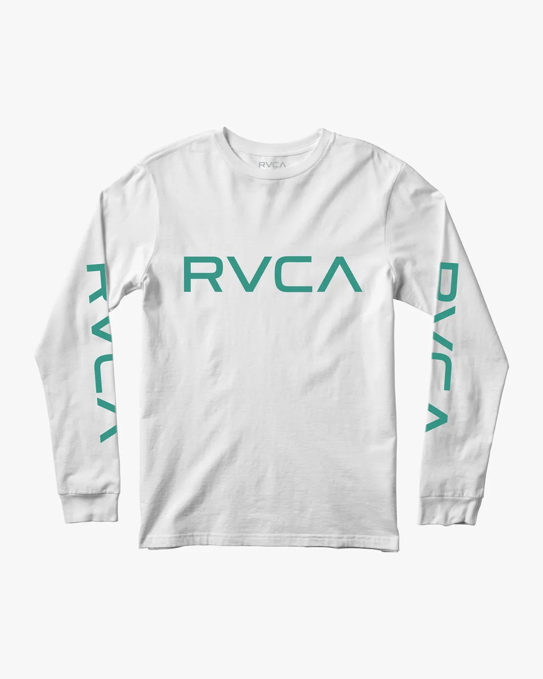 Boys Big RVCA Long Sleeve Tee - White/Teal