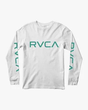 Boys Big RVCA Long Sleeve Tee - White/Teal