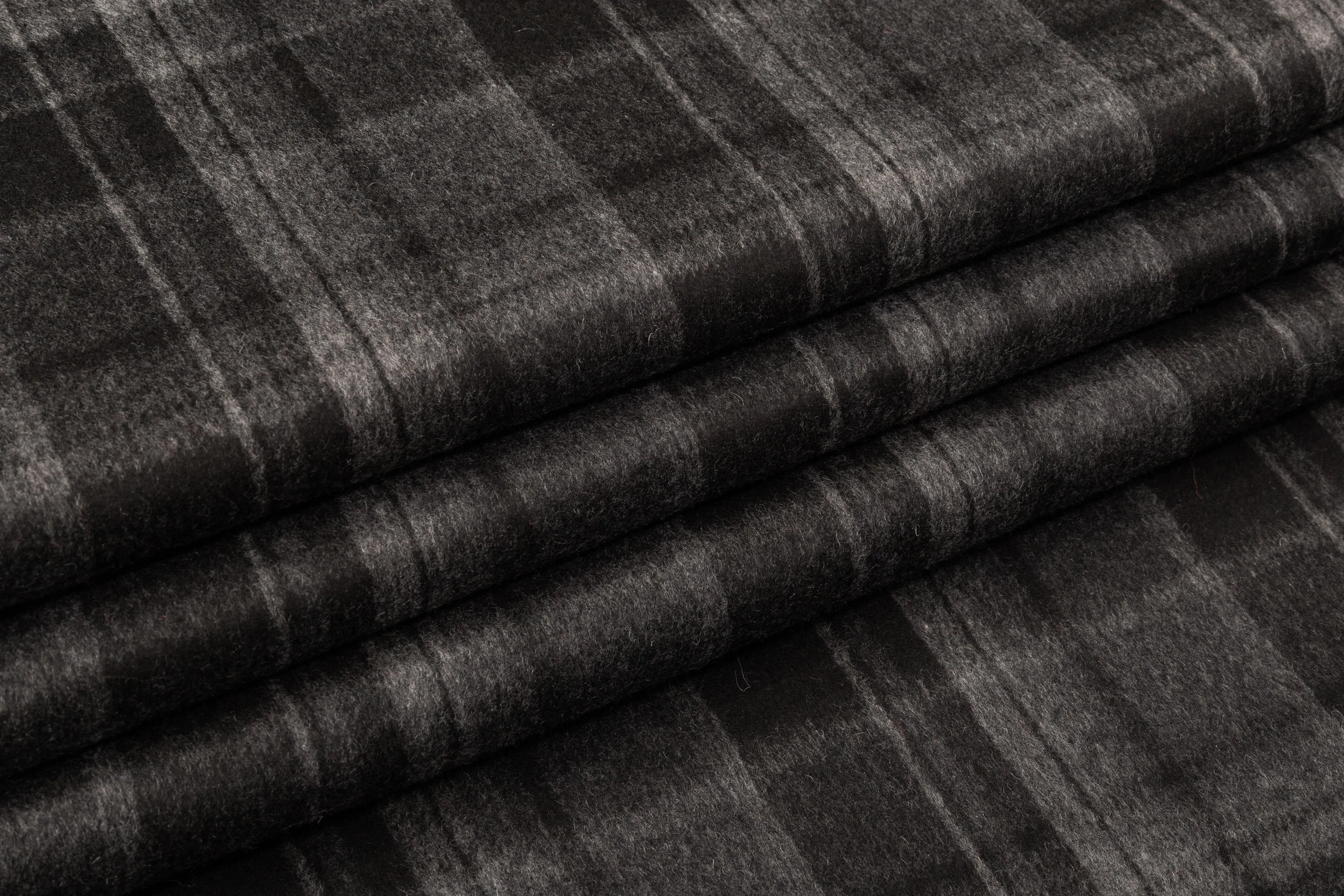 Checked Italian Wool Blend Coating - Charcoal / Black