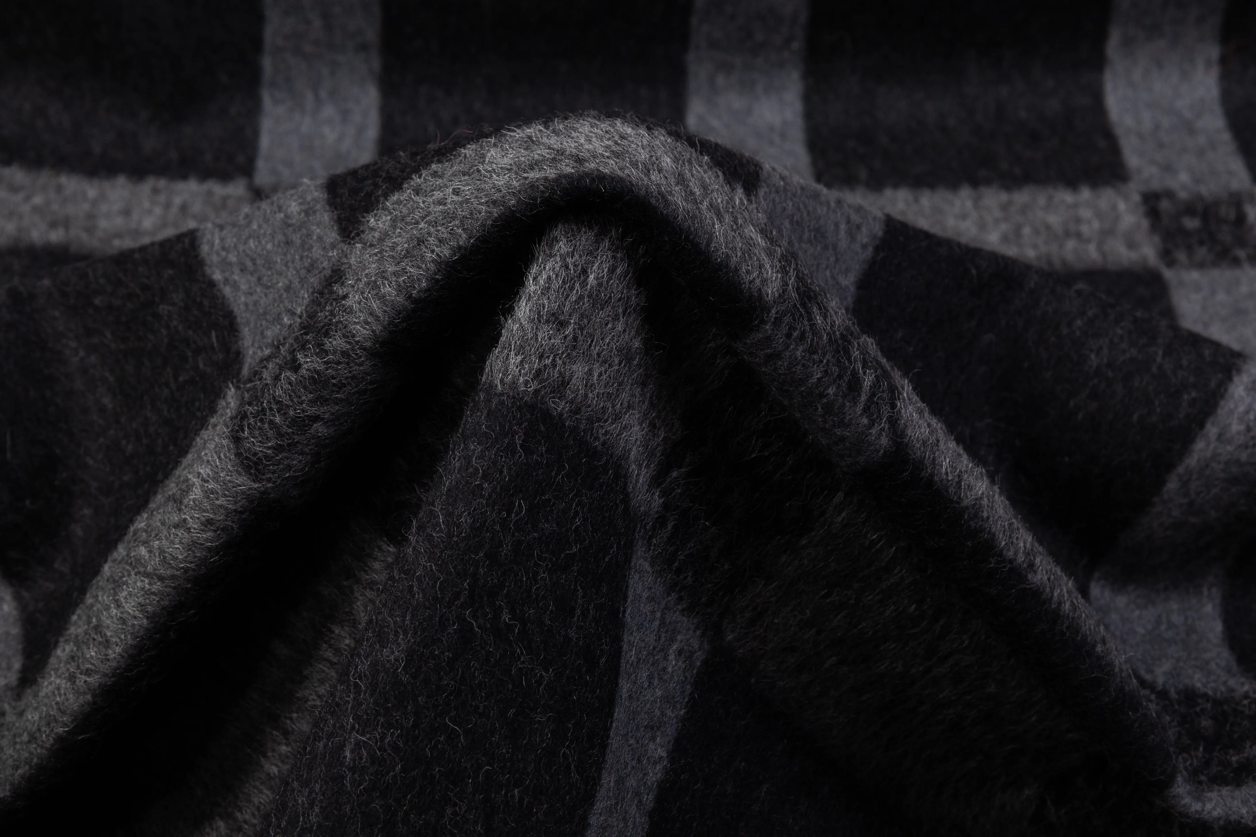 Checked Italian Wool Nylon Coating - Black / Gray