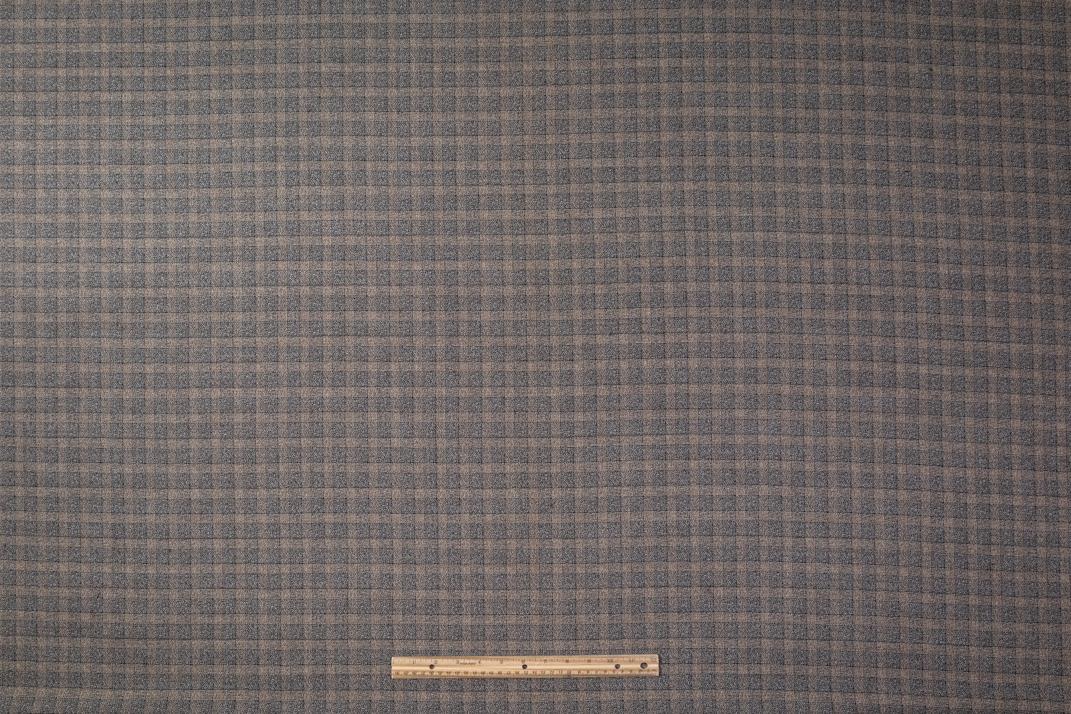 Checked Italian Wool Tweed - Gray / Taupe