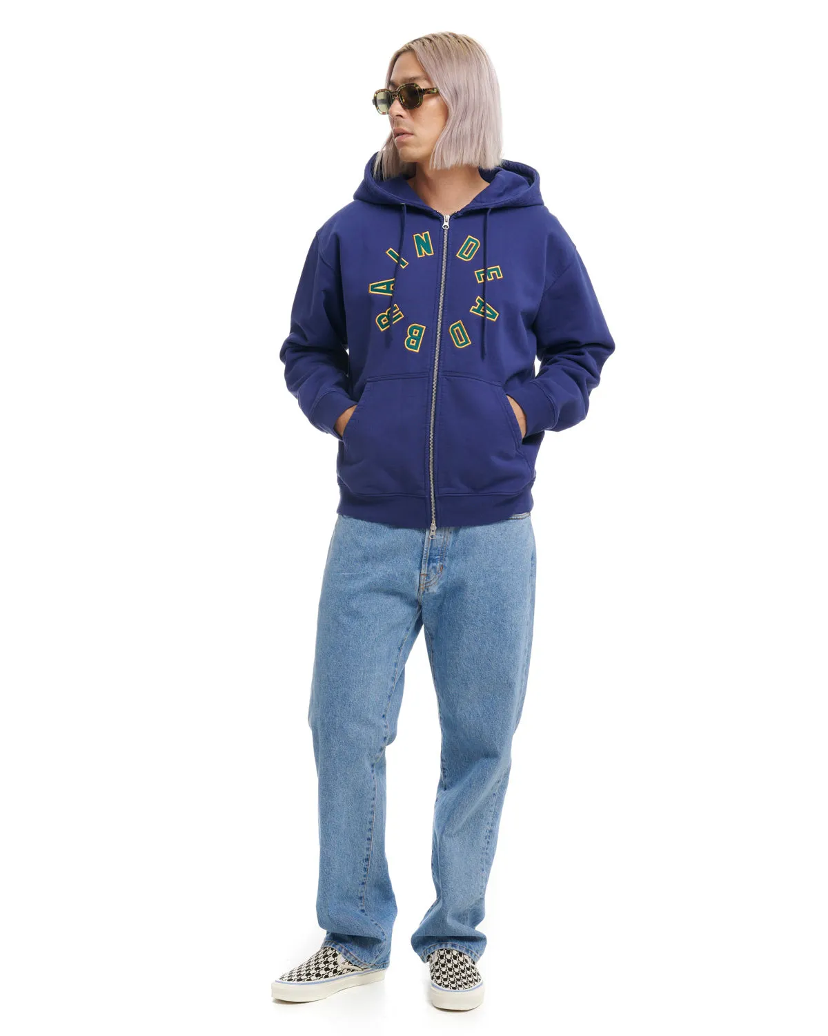 Collegiate Zip Up Hoodie - Navy