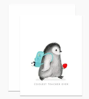 Coolest Teacher Penguin Card