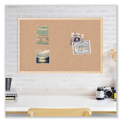 Cork Bulletin Board, 47 X 35, Tan Surface, Birch Wood Frame