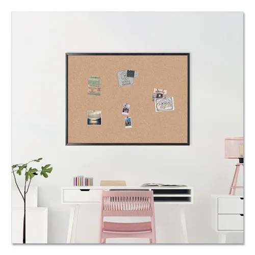 Cork Bulletin Board, 47 X 35, Tan Surface, Black Frame