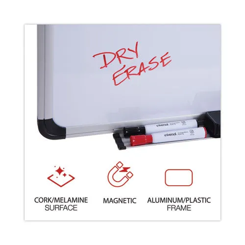 Cork/dry Erase Board, Melamine, 36 X 24, Tan/white Surface, Gray/black Aluminum/plastic Frame