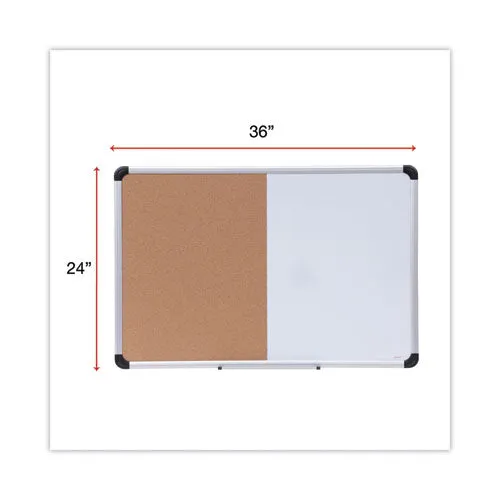 Cork/dry Erase Board, Melamine, 36 X 24, Tan/white Surface, Gray/black Aluminum/plastic Frame