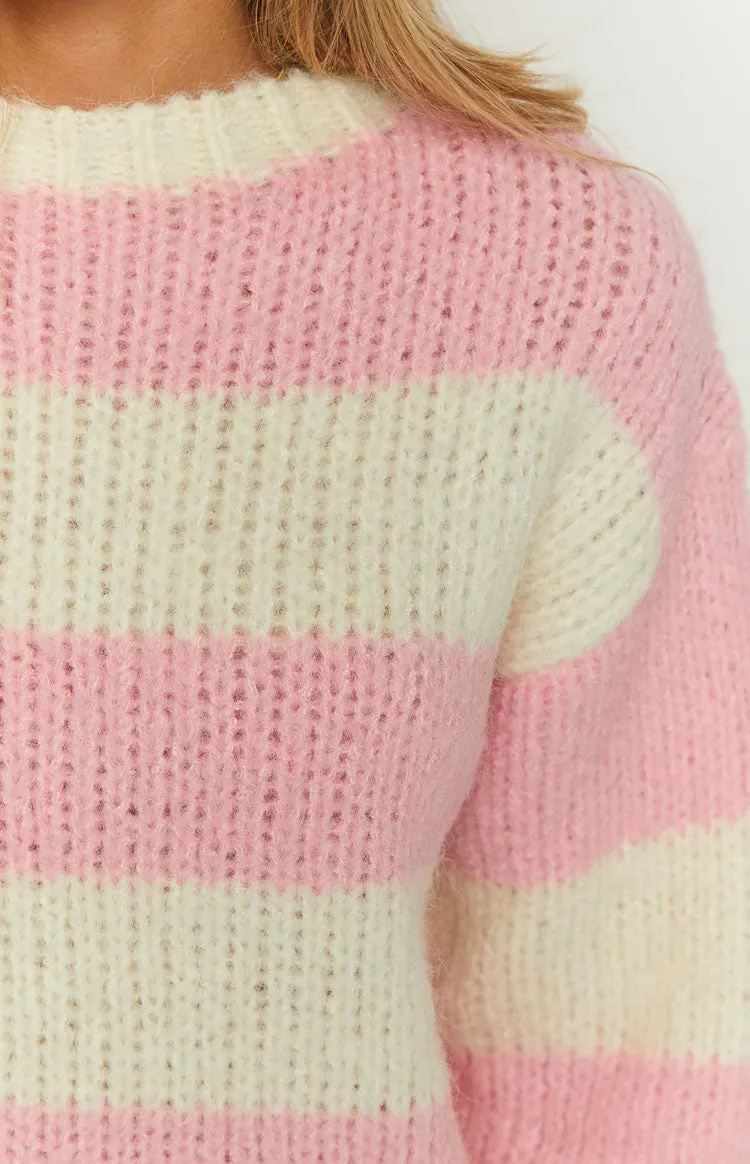 Cotton Candy Pink Stripe Knit Jumper