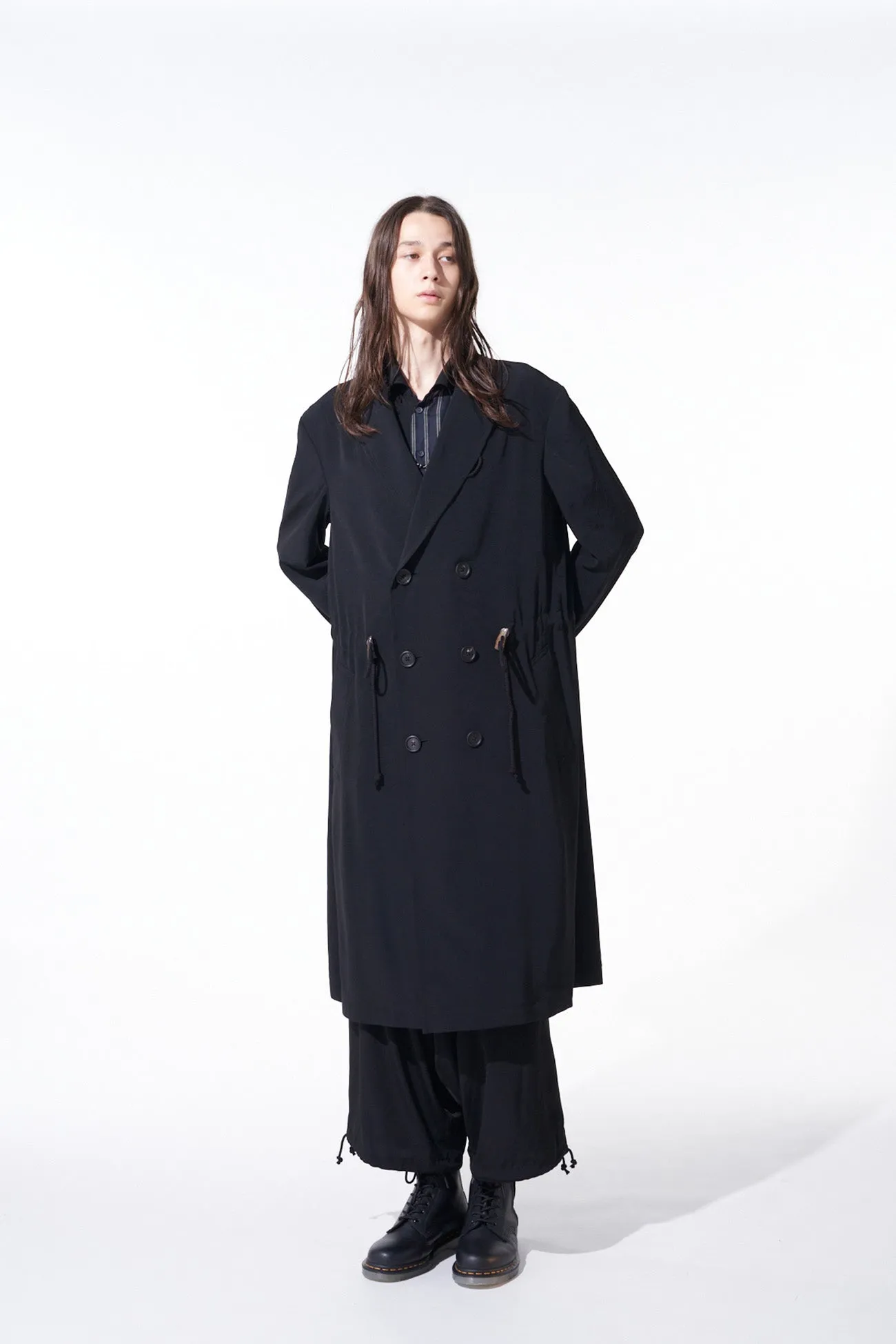 CREPE de CHINE SHAWL COLLAR DOUBLE-BREASTED COAT