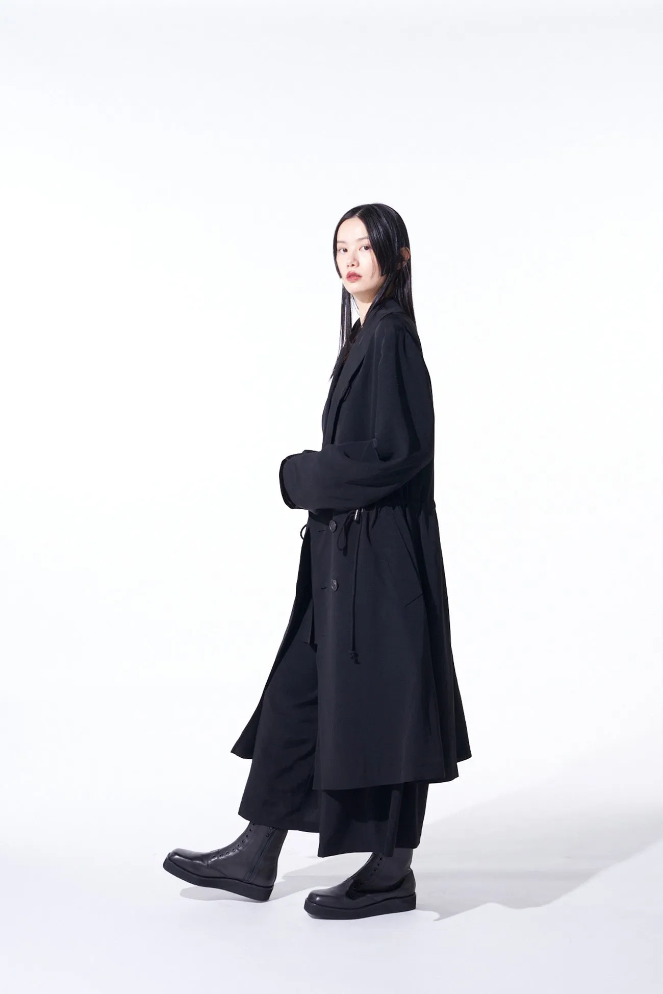 CREPE de CHINE SHAWL COLLAR DOUBLE-BREASTED COAT