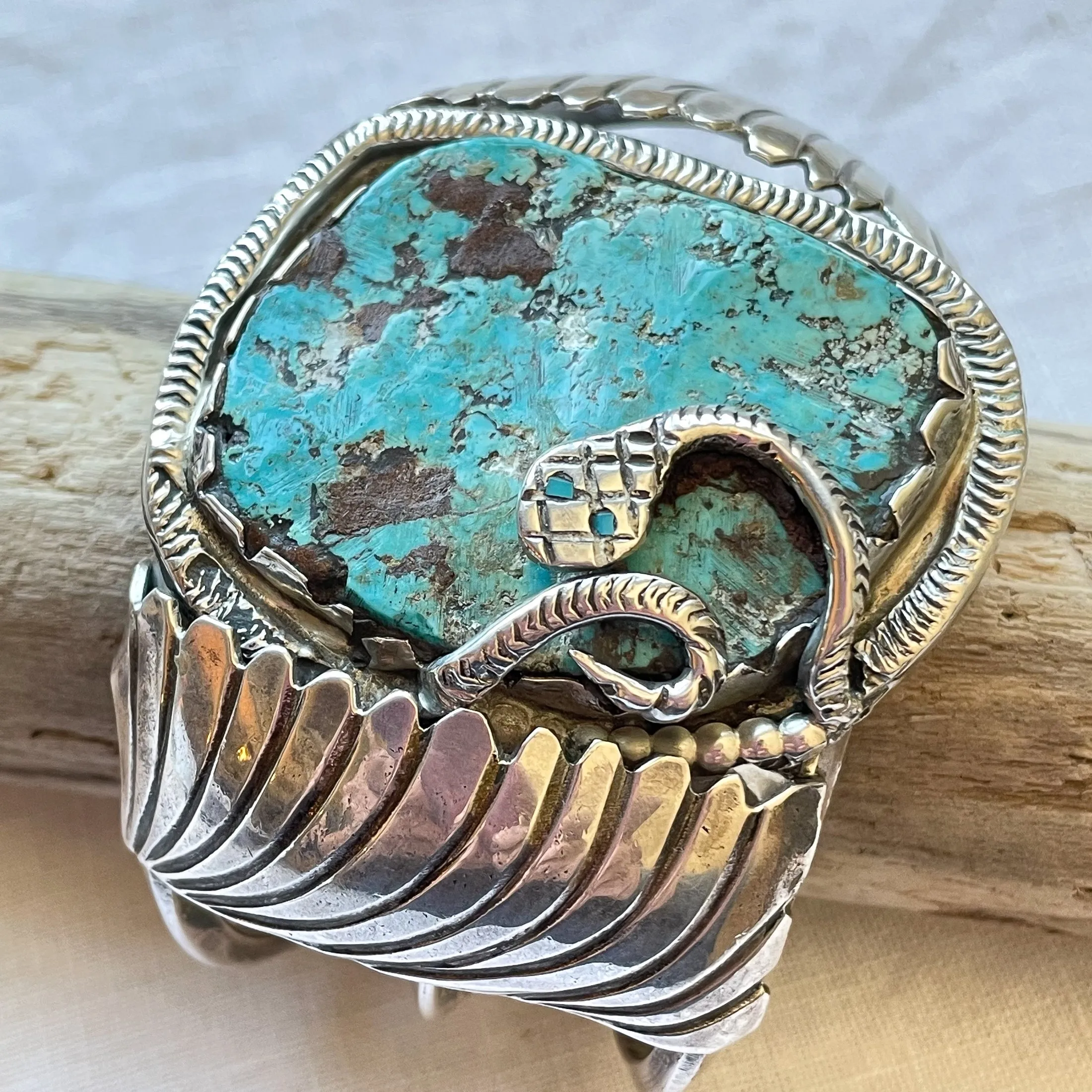 Dan Simplicio Sterling Turquoise Snake Statement Cuff Bracelet