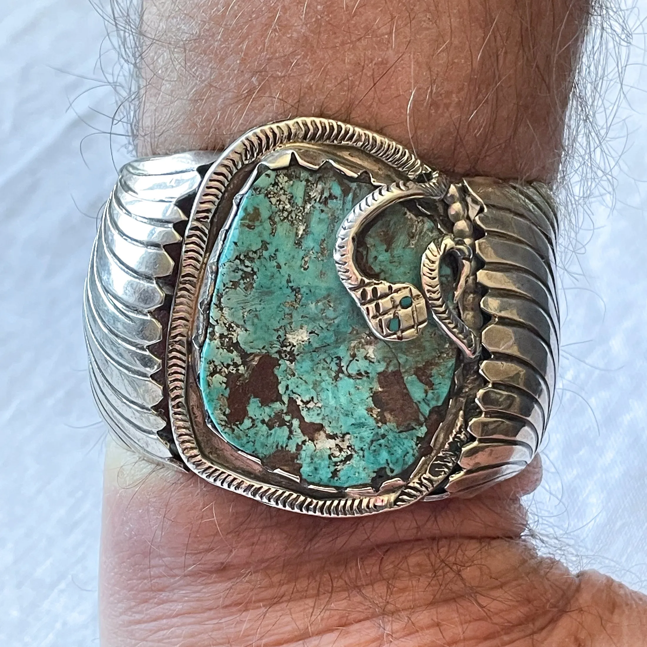 Dan Simplicio Sterling Turquoise Snake Statement Cuff Bracelet