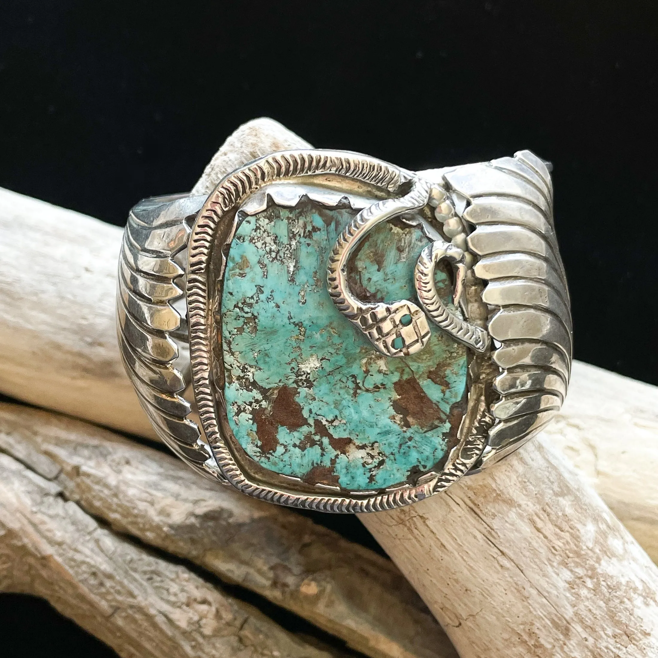 Dan Simplicio Sterling Turquoise Snake Statement Cuff Bracelet