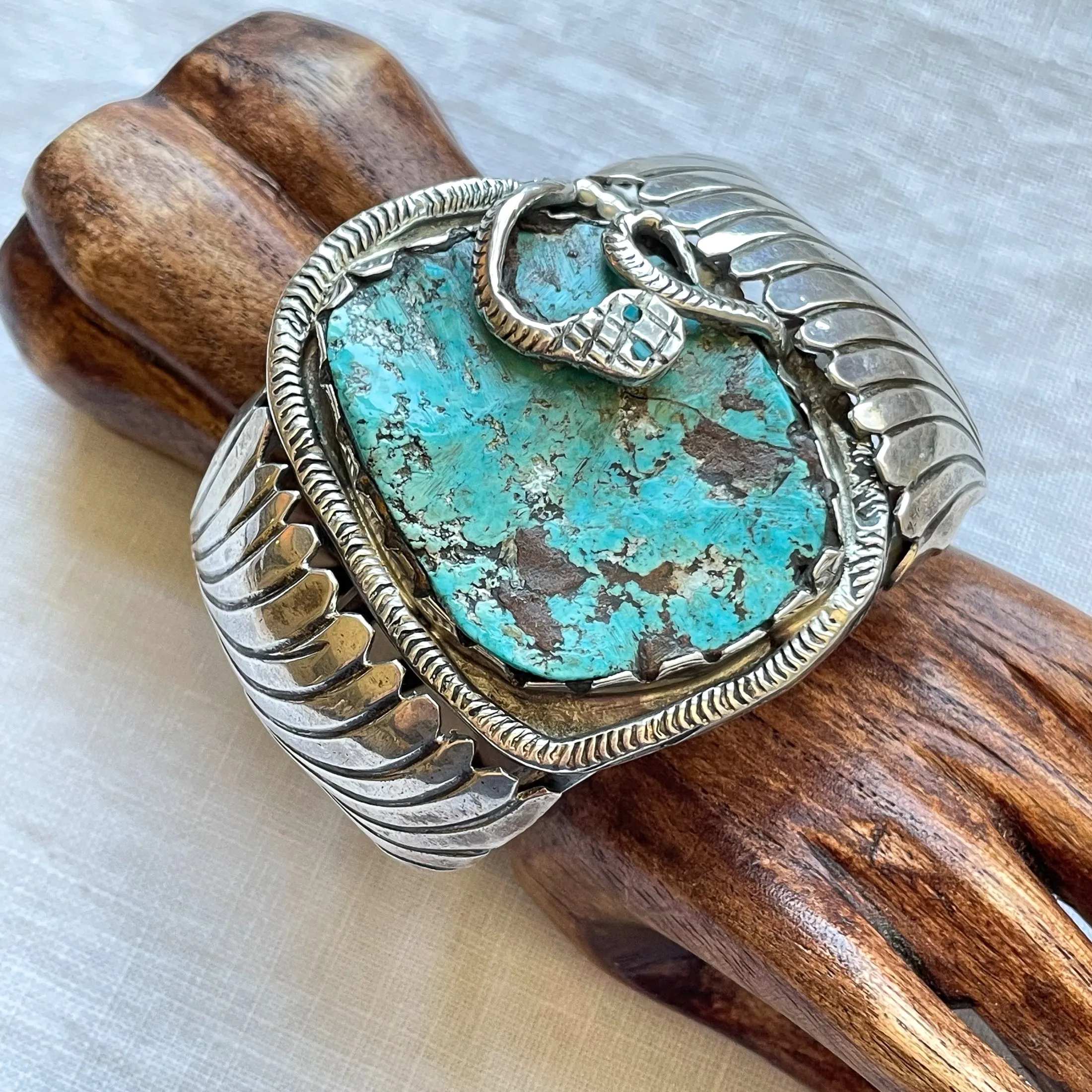 Dan Simplicio Sterling Turquoise Snake Statement Cuff Bracelet