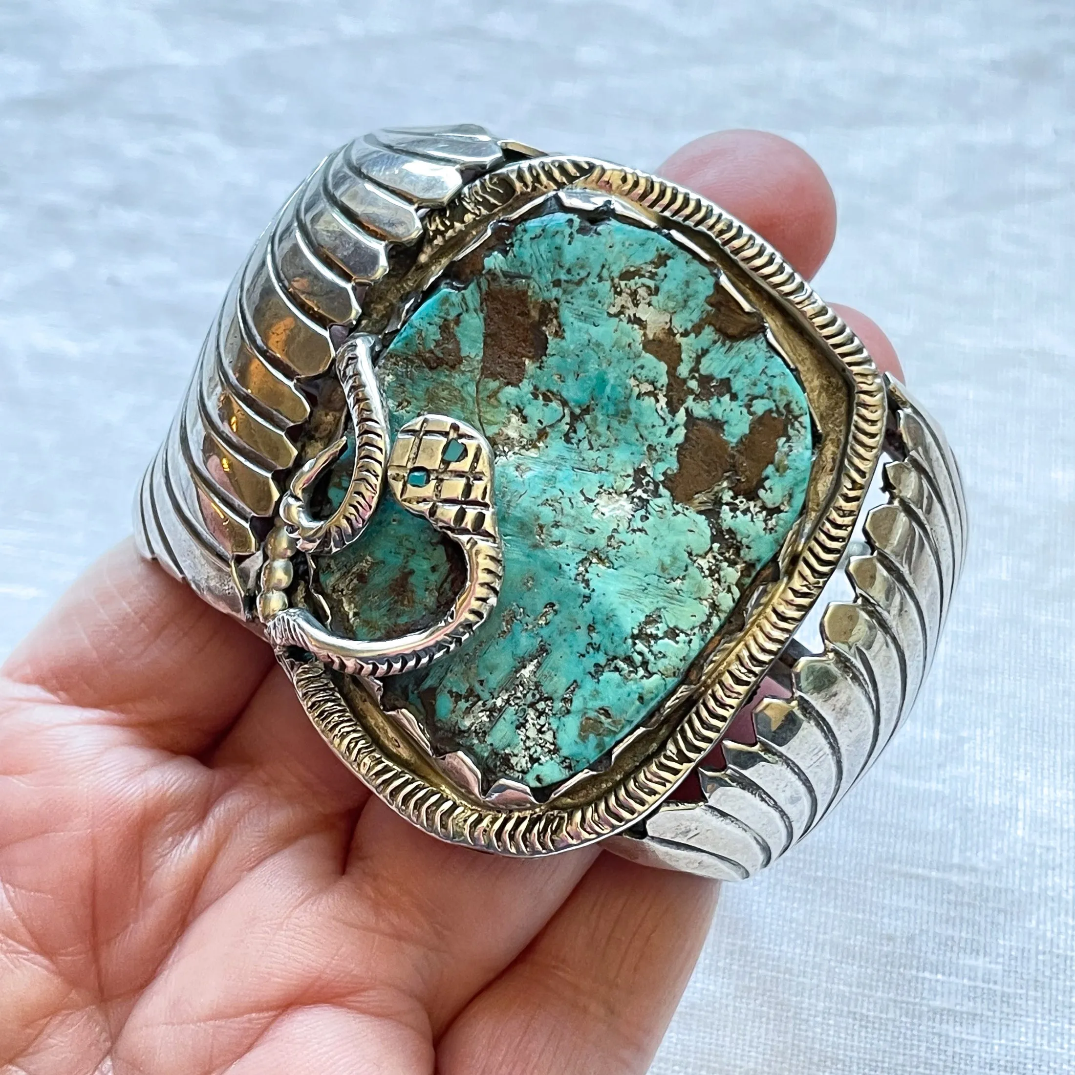 Dan Simplicio Sterling Turquoise Snake Statement Cuff Bracelet